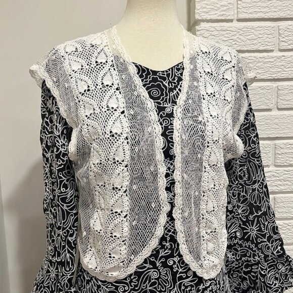 Hand-crocheted lace cotton, Vest, amazing pattern entirely handmade - Picture 4 of 11